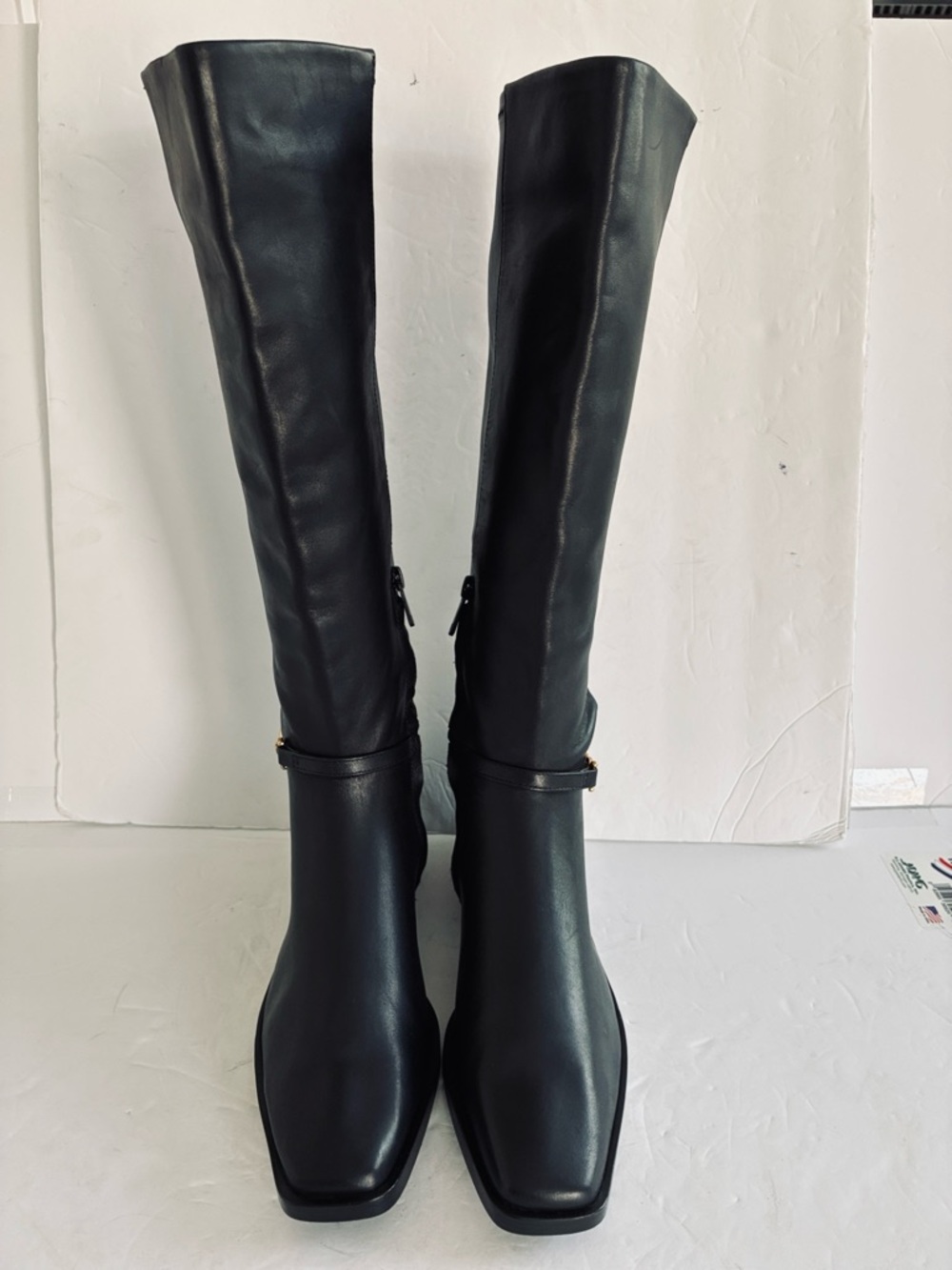 SAM EDELMAN $229 Clive Black Tall Leather Riding Boots Gold Accent Size 6.5 NEW - Picture 10 of 13